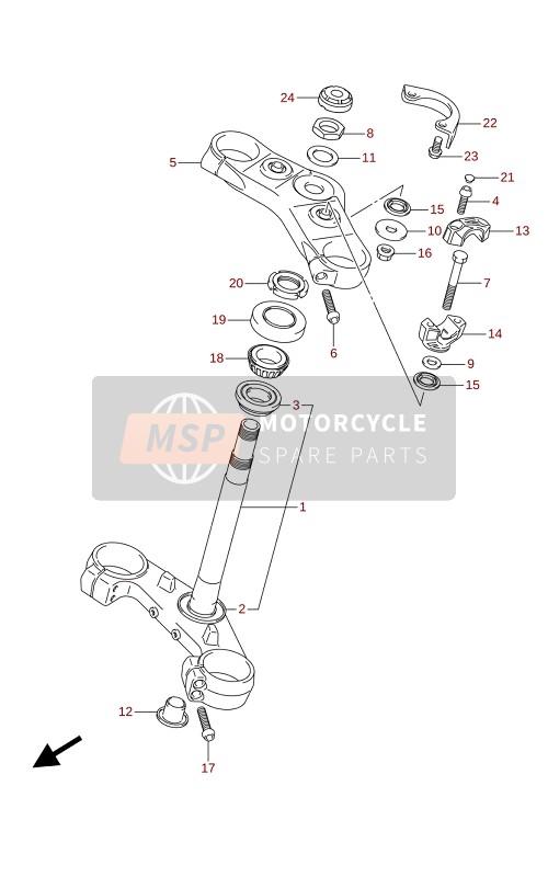 Suzuki GSX-S750A(ZA)(WQ)(WQZ)(UQ)(UQZ) 2021 Gambo di sterzo (GSX-S750ZA,GSX-S750UQZ,GSX-S750WQZ) per un 2021 Suzuki GSX-S750A(ZA)(WQ)(WQZ)(UQ)(UQZ)