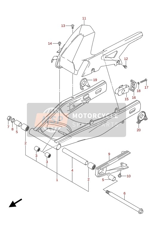 Suzuki GSX-S750A(ZA)(WQ)(WQZ)(UQ)(UQZ) 2021 REAR SWINGINGARM for a 2021 Suzuki GSX-S750A(ZA)(WQ)(WQZ)(UQ)(UQZ)