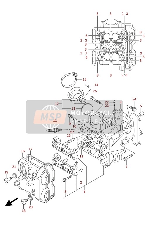 Suzuki SV650A(AU)(XA)(XAU) 2021 Cilinderkop (Voorkant) voor een 2021 Suzuki SV650A(AU)(XA)(XAU)