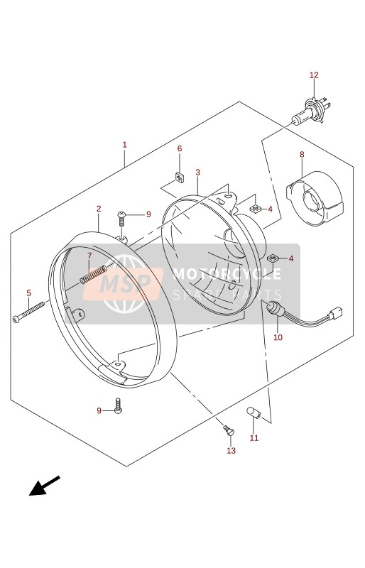 Suzuki SV650A(AU)(XA)(XAU) 2021 Koplamp (E02) voor een 2021 Suzuki SV650A(AU)(XA)(XAU)