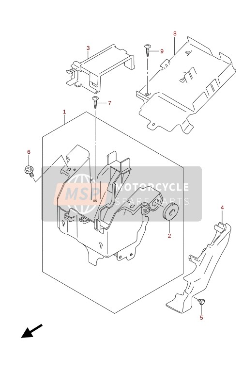 Suzuki SV650A(AU)(XA)(XAU) 2021 Batteriehalter für ein 2021 Suzuki SV650A(AU)(XA)(XAU)