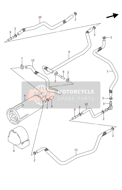 Suzuki SV650A(AU)(XA)(XAU) 2021 EVAP Systeem voor een 2021 Suzuki SV650A(AU)(XA)(XAU)