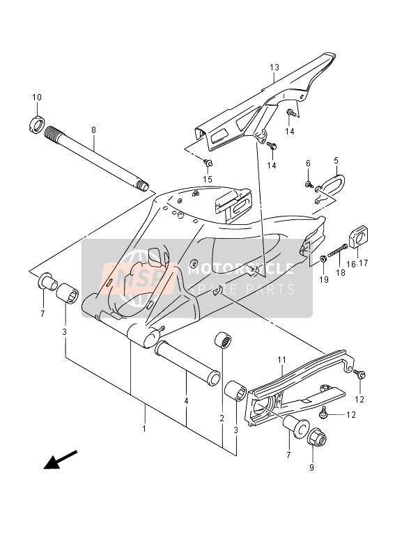 Suzuki GSX-R750 2014 Rear Swing Arm for a 2014 Suzuki GSX-R750