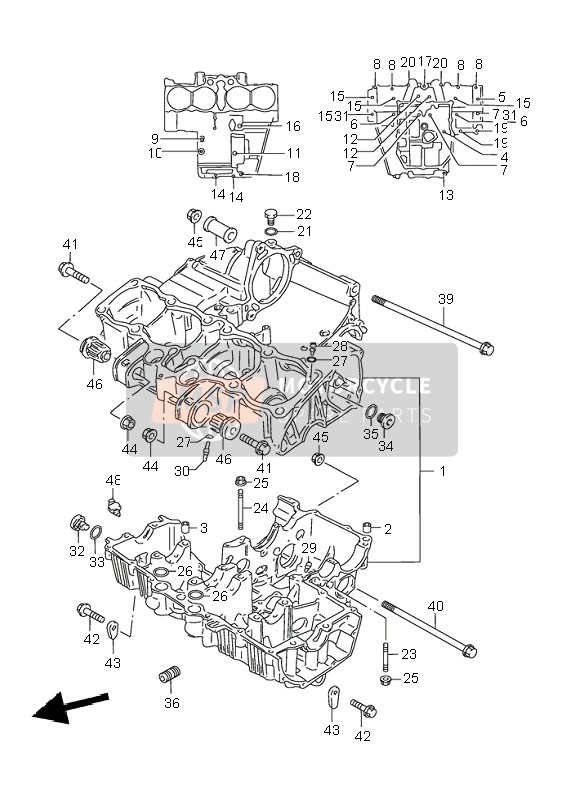 Suzuki GSX750F 1998 Crankcase for a 1998 Suzuki GSX750F