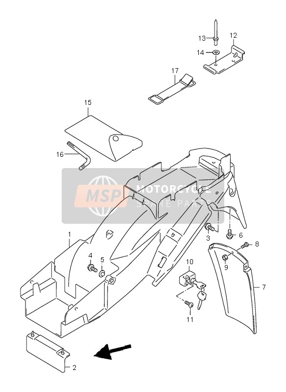 Suzuki GSX750F 1998 Garde-boue arrière pour un 1998 Suzuki GSX750F