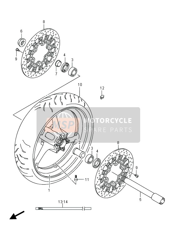 Suzuki GSX-R1000 2014 Front Wheel for a 2014 Suzuki GSX-R1000