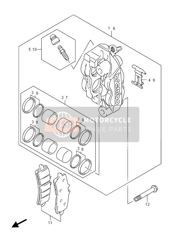 Suzuki GSX-R1000 2014 Front Caliper for a 2014 Suzuki GSX-R1000