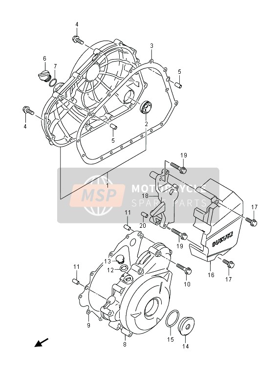 Suzuki GW250 INAZUMA 2014 Tapa del cárter para un 2014 Suzuki GW250 INAZUMA