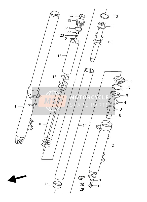 Suzuki GSX750F 1998 Ammortizzatore anteriore per un 1998 Suzuki GSX750F