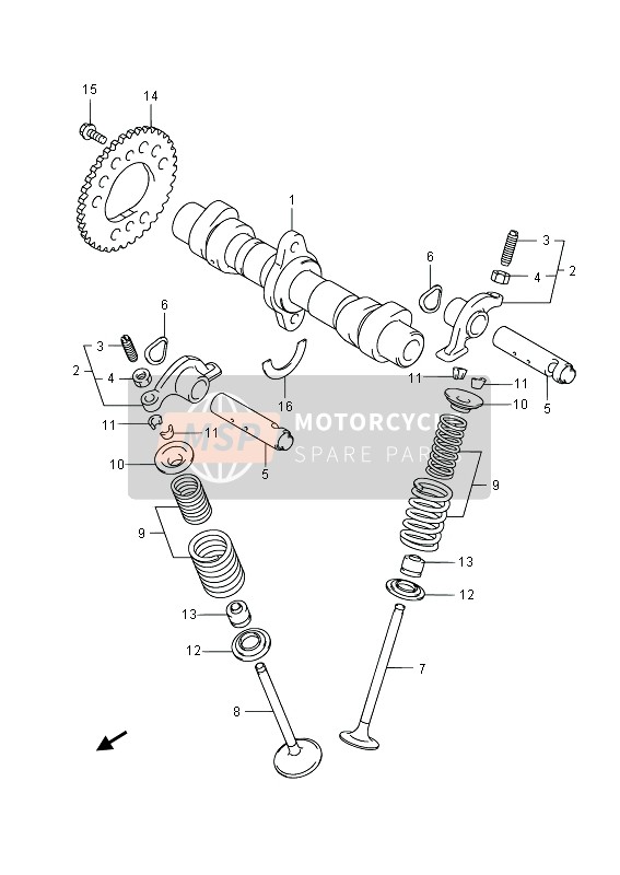 Suzuki GW250 INAZUMA 2014 Nokkenas & Klep voor een 2014 Suzuki GW250 INAZUMA