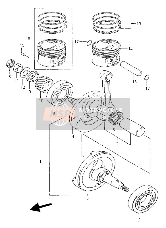 Suzuki GZ125 MARAUDER 1998 Crankshaft for a 1998 Suzuki GZ125 MARAUDER