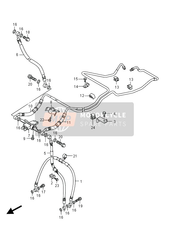 Suzuki GSF650(S)(A)(SA) BANDIT 2012 Tubo freno anteriore (GSF650UA) per un 2012 Suzuki GSF650(S)(A)(SA) BANDIT