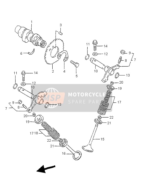 Suzuki GZ125 MARAUDER 1998 Nokkenas & Klep voor een 1998 Suzuki GZ125 MARAUDER