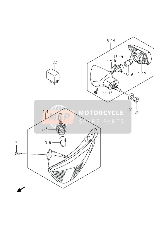 Suzuki GW250 INAZUMA 2014 Lámpara de señal de giro para un 2014 Suzuki GW250 INAZUMA