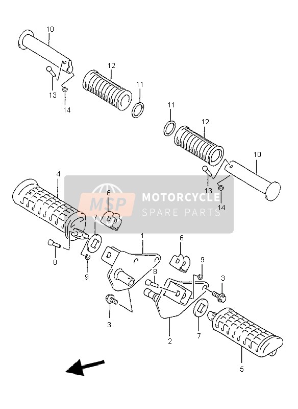 Suzuki GZ125 MARAUDER 1998 FUSSRASTE für ein 1998 Suzuki GZ125 MARAUDER