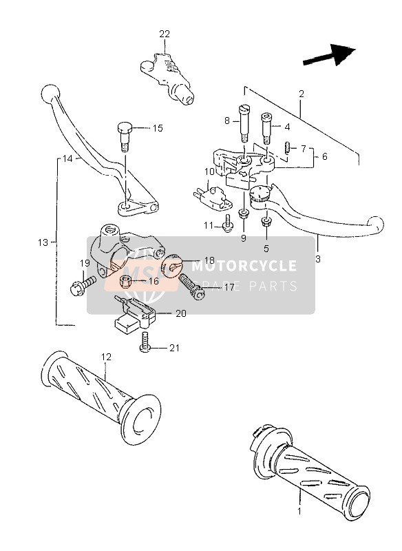 Suzuki GZ125 MARAUDER 1998 Leva della maniglia per un 1998 Suzuki GZ125 MARAUDER