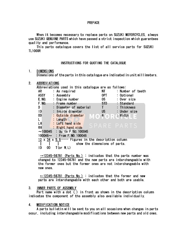 Suzuki TL1000R 1998 Preface 2 for a 1998 Suzuki TL1000R