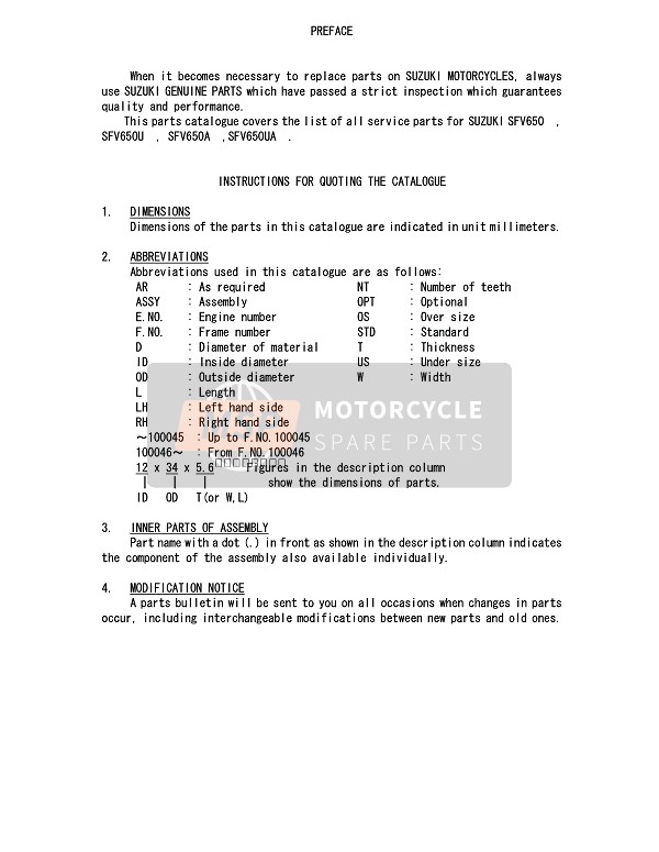 Suzuki SFV650(A) GLADIUS 2014 Preface 1 for a 2014 Suzuki SFV650(A) GLADIUS