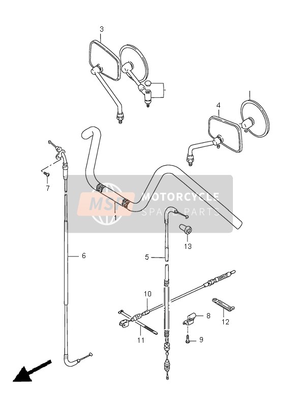 Suzuki LS650 SAVAGE 1997 Manillar & Cable para un 1997 Suzuki LS650 SAVAGE