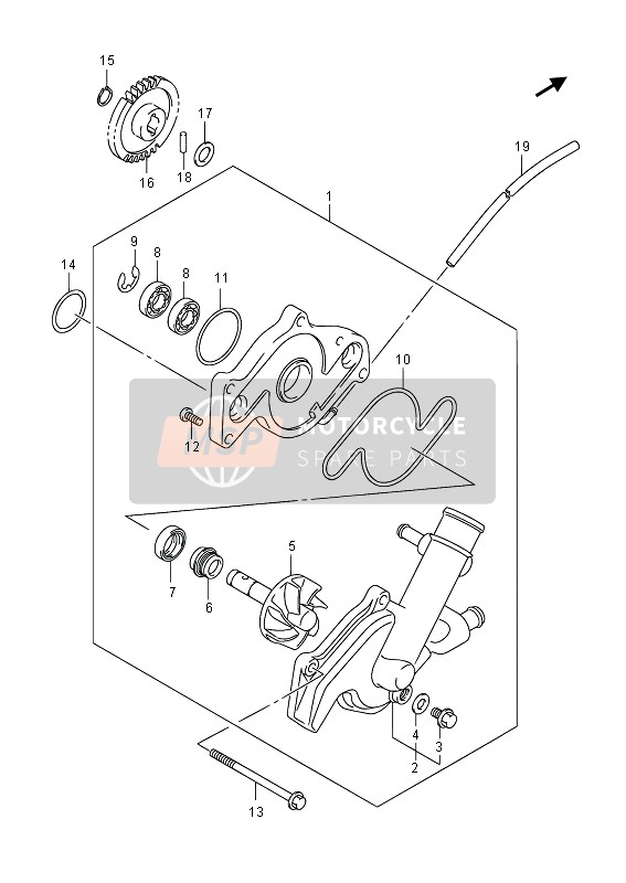 Suzuki SFV650(A) GLADIUS 2014 Waterpomp voor een 2014 Suzuki SFV650(A) GLADIUS