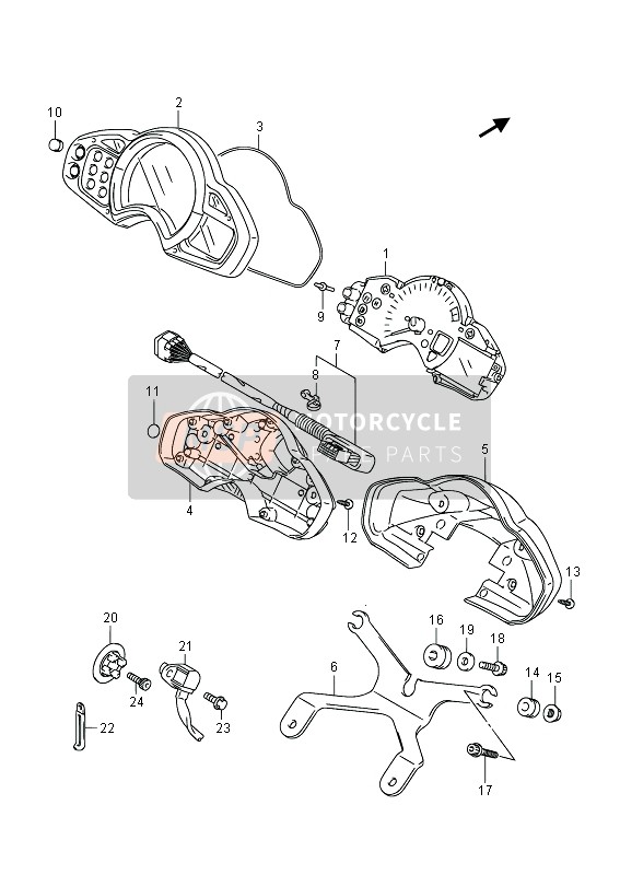 Suzuki SFV650(A) GLADIUS 2014 Snelheidsmeter (SFV650) voor een 2014 Suzuki SFV650(A) GLADIUS