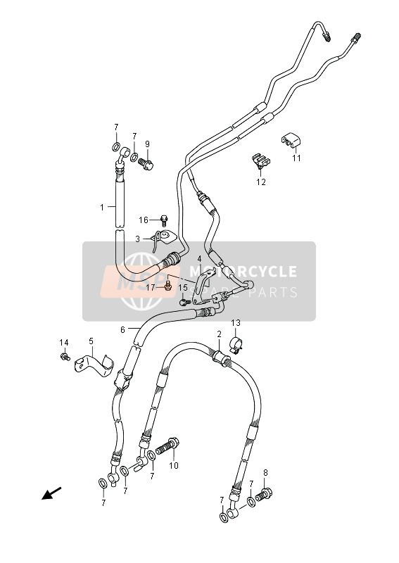 Suzuki SFV650(A) GLADIUS 2014 Manguera de freno delantero (SFV650A) para un 2014 Suzuki SFV650(A) GLADIUS