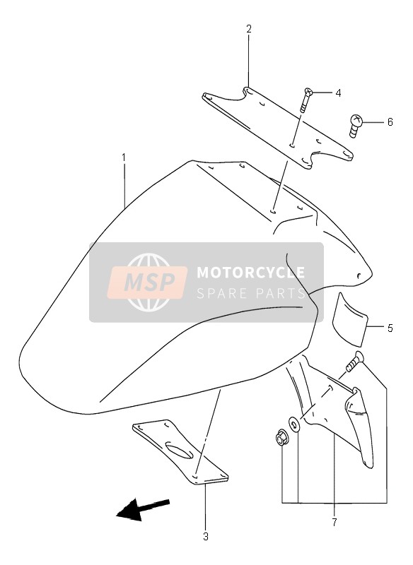 Suzuki RF900R 1997 Guardabarros delantero para un 1997 Suzuki RF900R