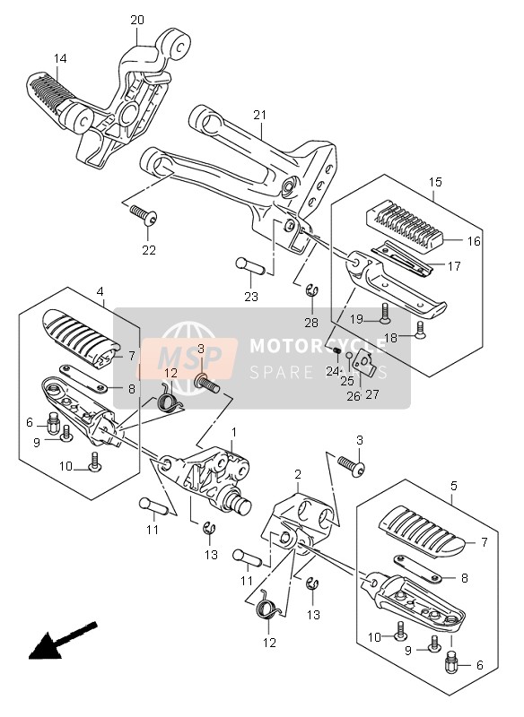 Suzuki DL1000 V-STROM 2002 Repose Pieds pour un 2002 Suzuki DL1000 V-STROM