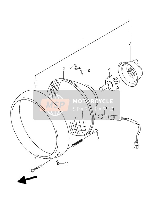 Suzuki VL1500 INTRUDER LC 1998 Headlamp (E2-E4-E17-E18-E22-E25-E34-P37) for a 1998 Suzuki VL1500 INTRUDER LC