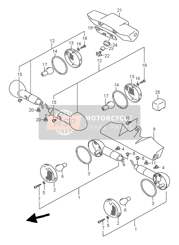 Suzuki VL1500 INTRUDER LC 1998 Indicatore di direzione lampada per un 1998 Suzuki VL1500 INTRUDER LC