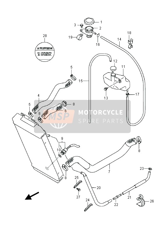 Suzuki VL800(C)(T) INTRUDER 2014 KÜHLERSCHLAUCH (VL800 E19) für ein 2014 Suzuki VL800(C)(T) INTRUDER