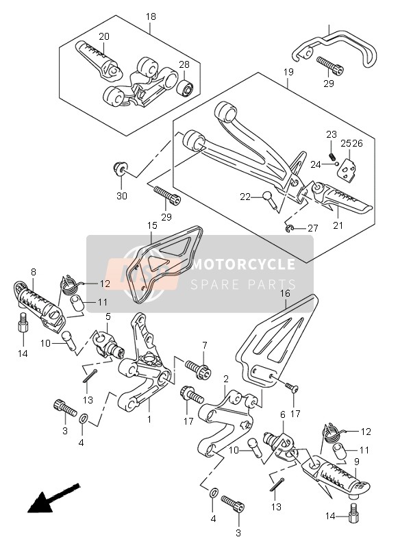 Suzuki GSX-R750 2000 Repose Pieds pour un 2000 Suzuki GSX-R750