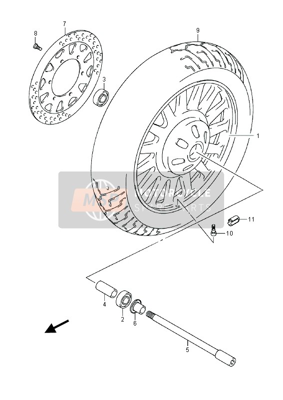 Suzuki VL800(C)(T) INTRUDER 2014 VORDERRAD (VL800CUE E19) für ein 2014 Suzuki VL800(C)(T) INTRUDER