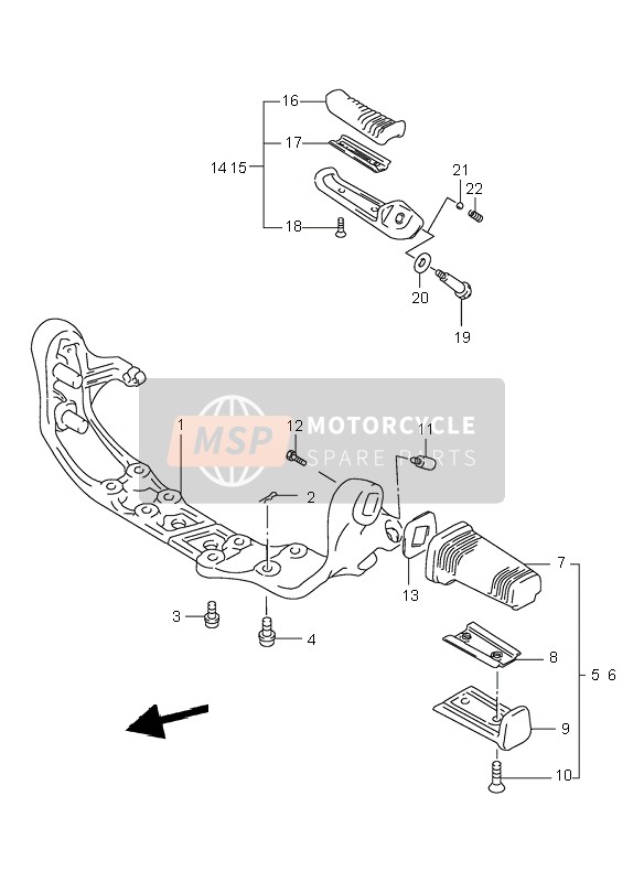 Suzuki VS800 INTRUDER 1998 Footrest for a 1998 Suzuki VS800 INTRUDER