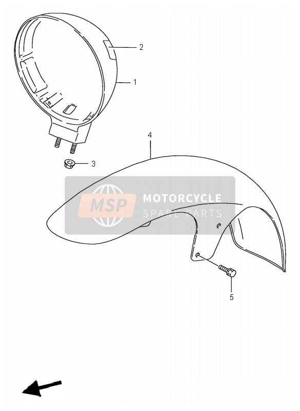 Suzuki VS600 INTRUDER 1997 Carcasa del faro para un 1997 Suzuki VS600 INTRUDER