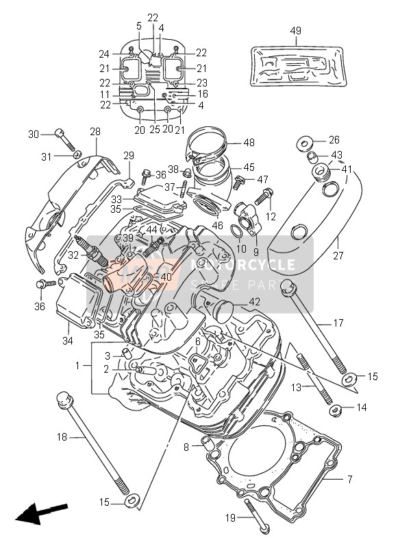 Suzuki VS800 INTRUDER 1997 Culasse (De face) pour un 1997 Suzuki VS800 INTRUDER