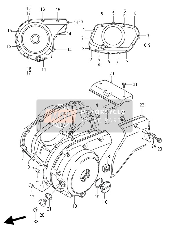 Suzuki VS800 INTRUDER 1997 KURBELGEHÄUSEABDECKUNG für ein 1997 Suzuki VS800 INTRUDER