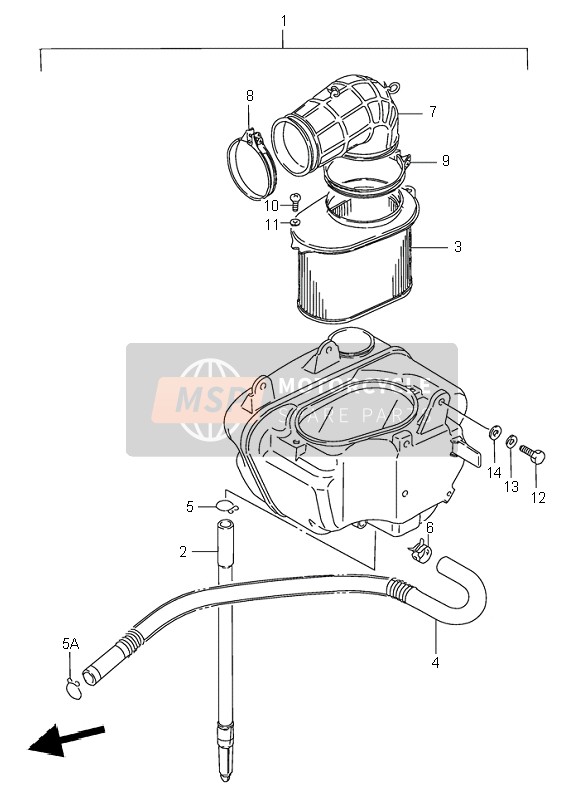 Suzuki VS800 INTRUDER 1997 Air Cleaner (Rear) for a 1997 Suzuki VS800 INTRUDER