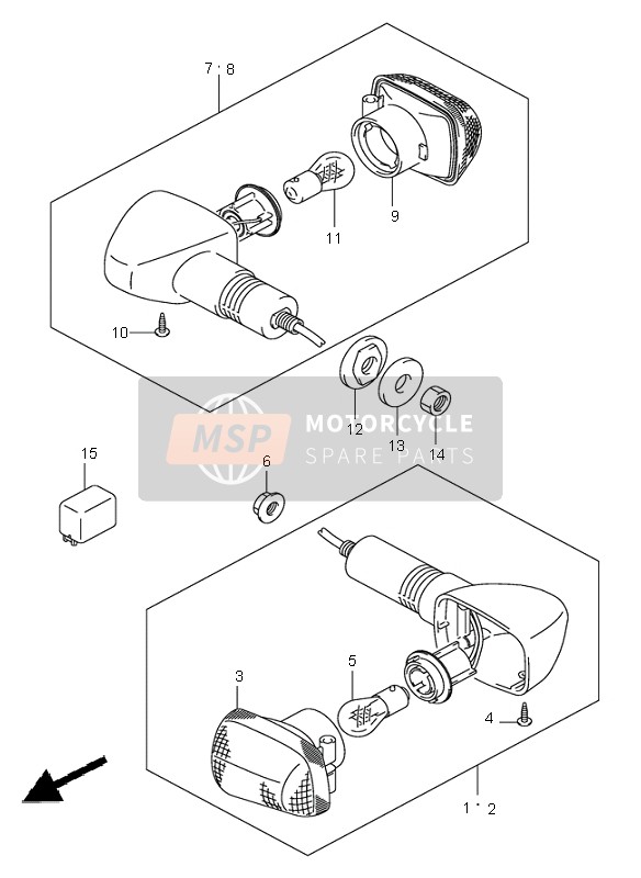 Suzuki GSX1400 2002 Indicatore di direzione lampada (E24,F.NO.100197) per un 2002 Suzuki GSX1400