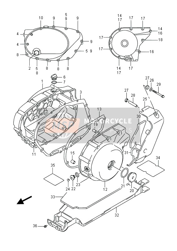 Suzuki VL800B INTRUDER 2014 Coperchio del carter (VL800BUE E19) per un 2014 Suzuki VL800B INTRUDER