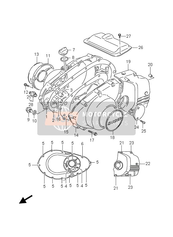 Suzuki GS500(E)(F) 2004 Tapa del cárter para un 2004 Suzuki GS500(E)(F)