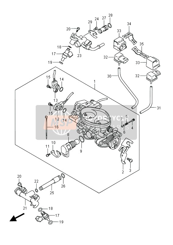 Suzuki VL800B INTRUDER 2014 Throttle Body (VL800B E02) for a 2014 Suzuki VL800B INTRUDER