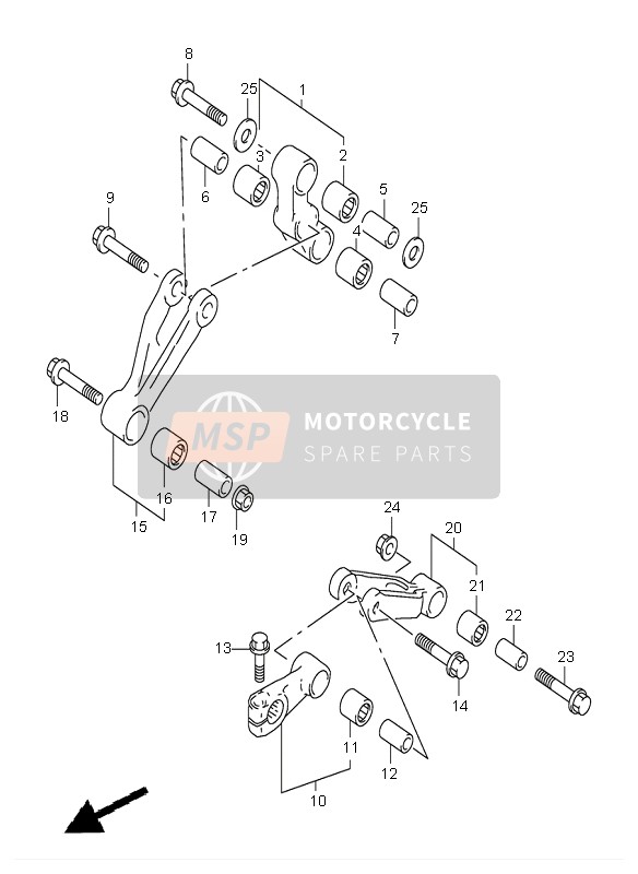 Suzuki TL1000S 2000 Leva cuscino posteriore per un 2000 Suzuki TL1000S