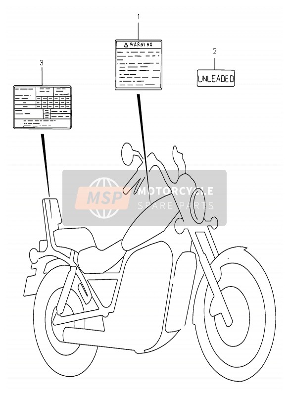 Suzuki VS800 INTRUDER 1997 Waarschuwingslabel voor een 1997 Suzuki VS800 INTRUDER