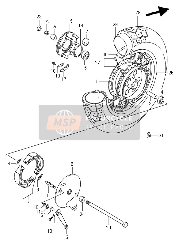 Suzuki VS800 INTRUDER 1997 Rear Wheel for a 1997 Suzuki VS800 INTRUDER