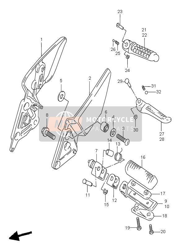 Suzuki GSF600S BANDIT 1996 Footrest for a 1996 Suzuki GSF600S BANDIT