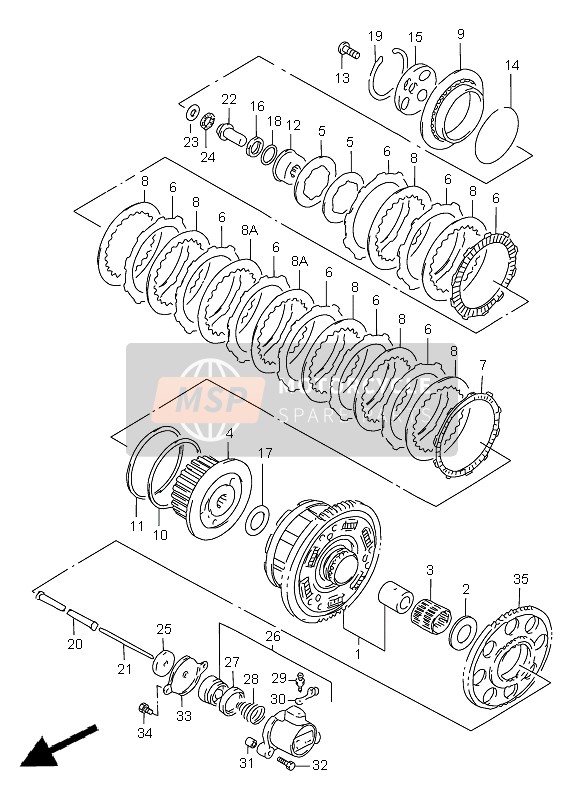 Suzuki GSF1200(N)(S) BANDIT 1996 Embrayage pour un 1996 Suzuki GSF1200(N)(S) BANDIT