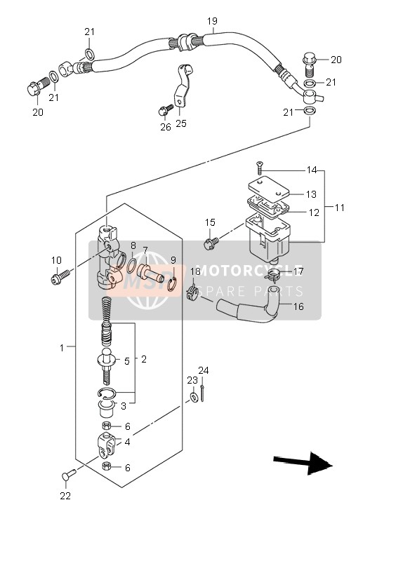 Suzuki GSX1400 2002 Rear Master Cylinder for a 2002 Suzuki GSX1400