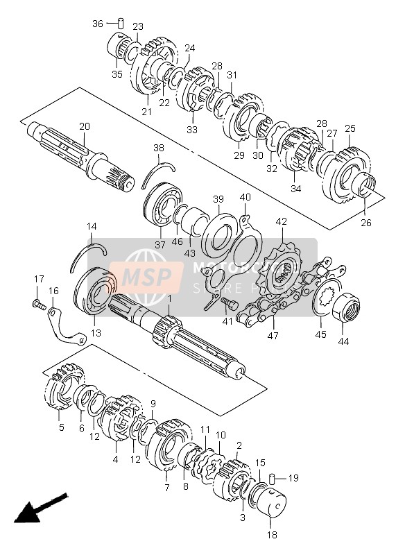 Suzuki GSF1200(N)(S) BANDIT 1996 Transmissie voor een 1996 Suzuki GSF1200(N)(S) BANDIT