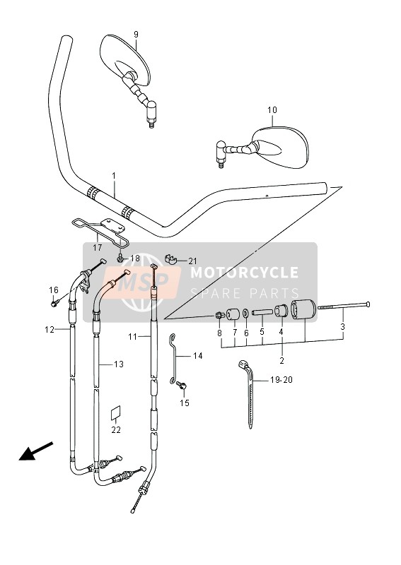 Suzuki VL800B INTRUDER 2014 Handlebar (VL800B E19) for a 2014 Suzuki VL800B INTRUDER